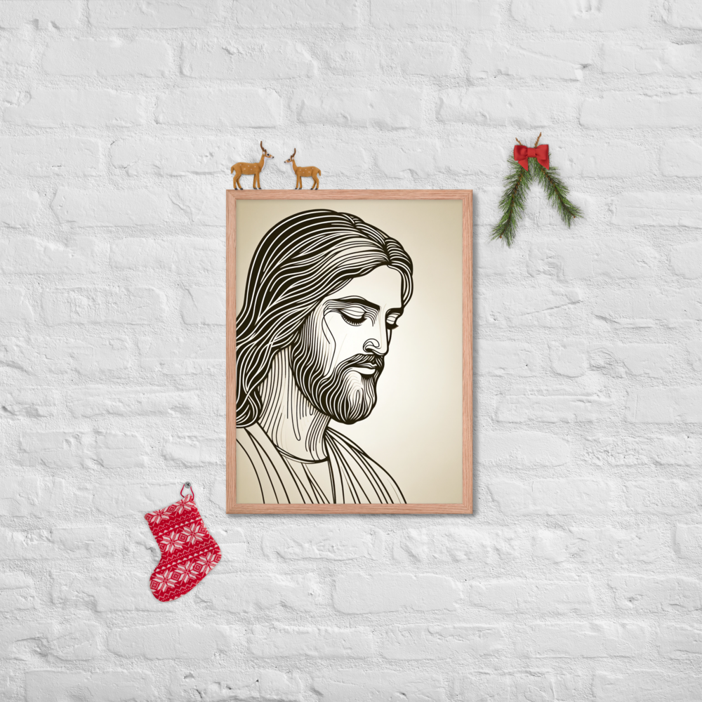 Jesus Line Art Framed Poster