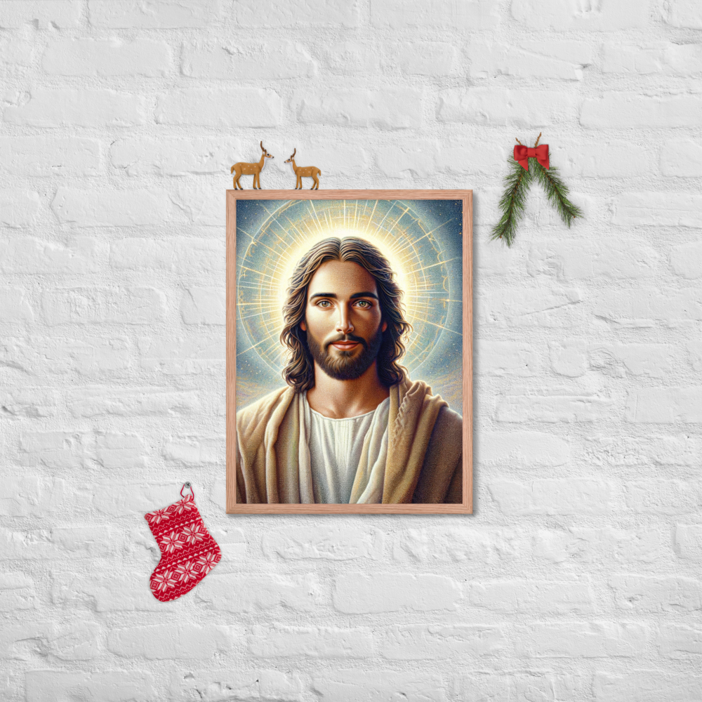 Jesus Pointillism Framed Poster