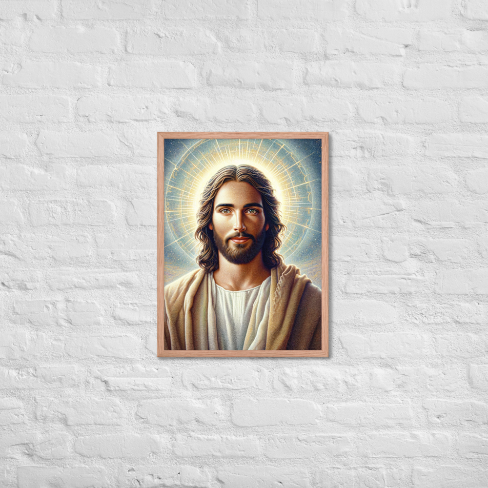 Jesus Pointillism Framed Poster