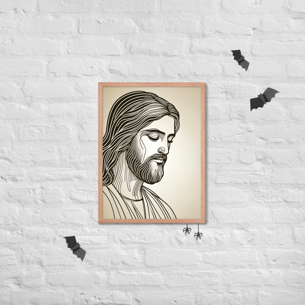 Jesus Line Art Framed Poster