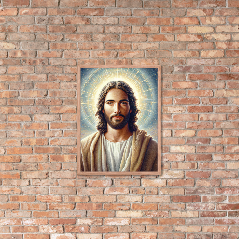 Jesus Pointillism Framed Poster